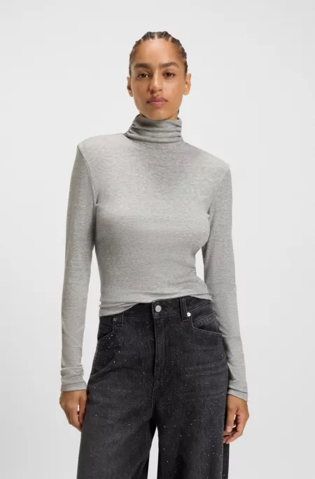 Rollneck top in stretch jersey