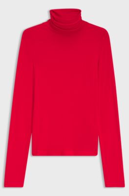 Rollneck top in stretch jersey, Red