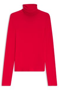 Rollneck top in stretch jersey, Red