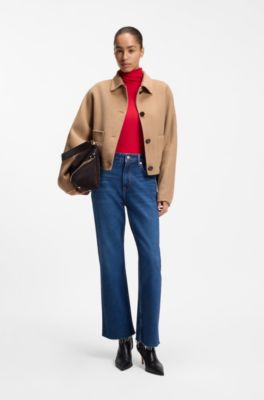 Rollneck top in stretch jersey, Red
