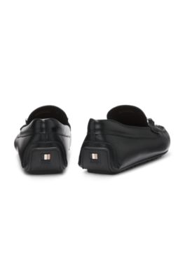 Nappa-leather driver shoes with branded hardware, Black