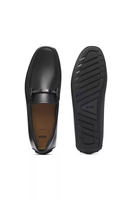 Leather loafers with branded hardware