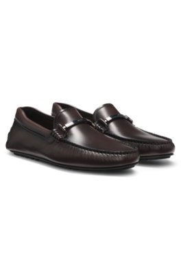 Nappa-leather driver shoes with branded hardware