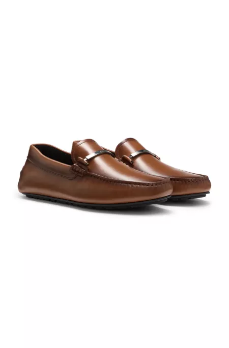 Leather loafers with branded hardware