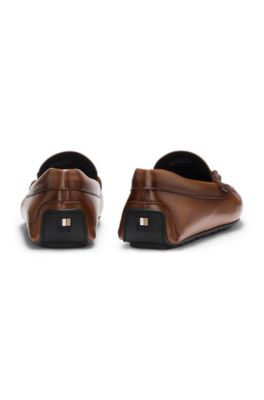 Nappa-leather driver shoes with branded hardware, Brown