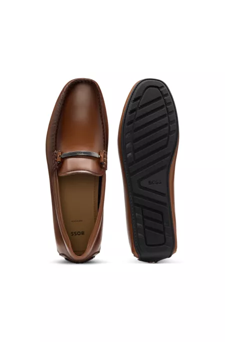 Leather loafers with branded hardware