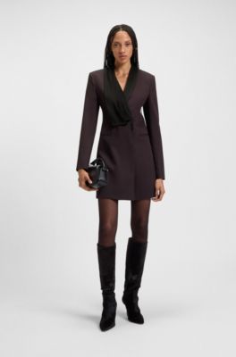 Kleid aus Schurwolle im Smoking-Stil, Dunkellila