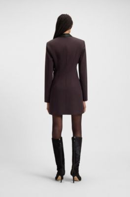 Vestito stile smoking in lana vergine, Viola scuro