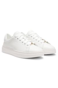 Leather trainers with an embossed logo, White