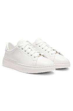 Leather trainers with embossed logo