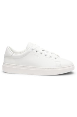 Leather trainers with embossed logos 3