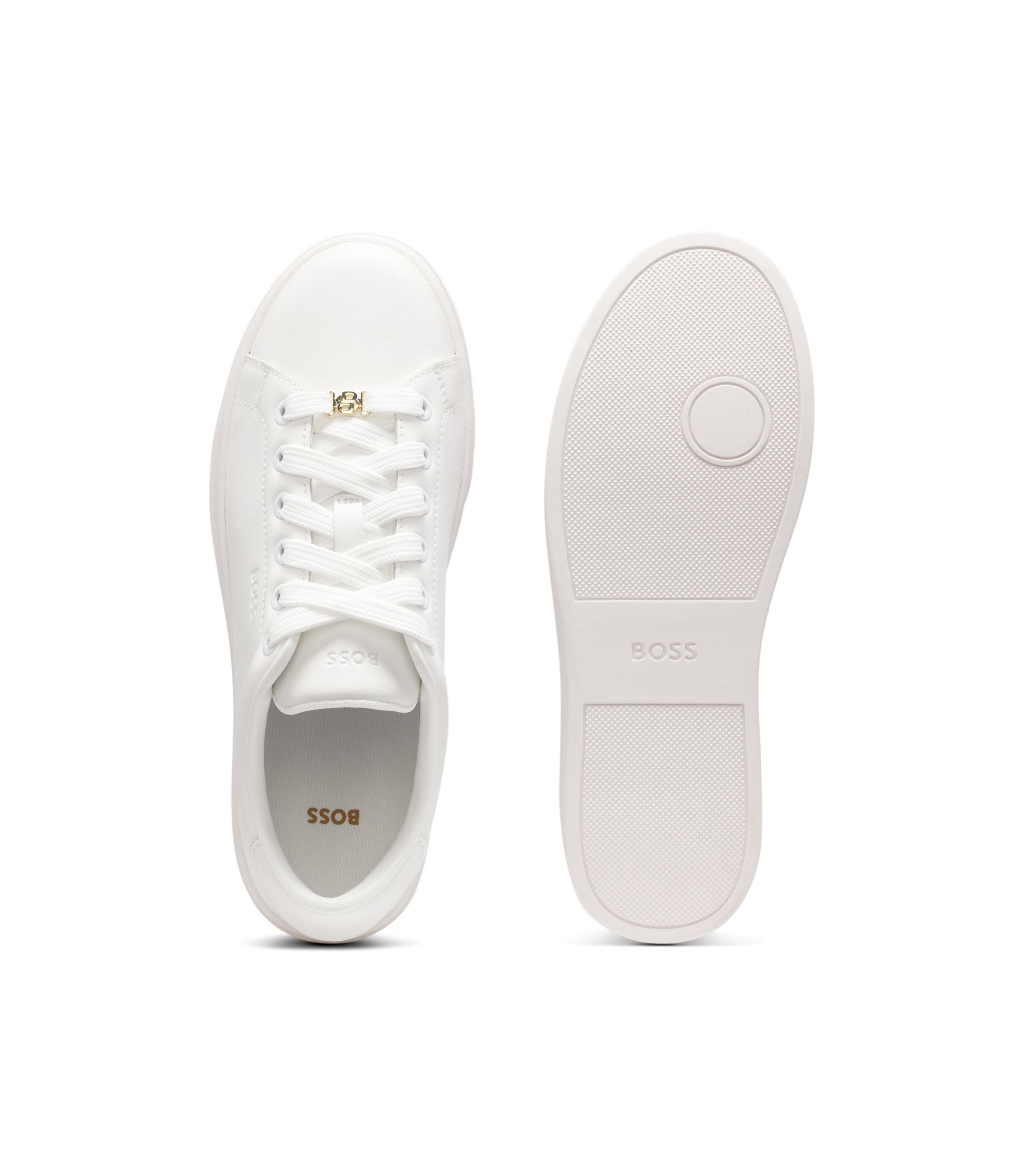 BOSS - Leather trainers with embossed logo - White