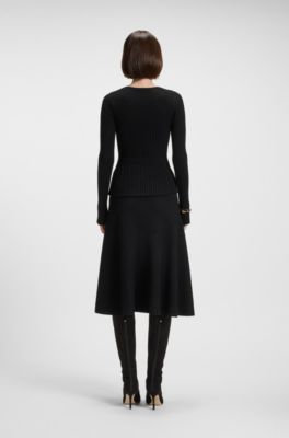 A-line skirt in boiled wool, Black