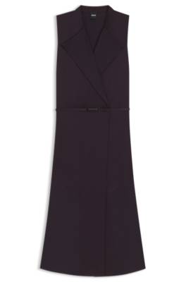 Wrap-front dress in lustrous sable 1