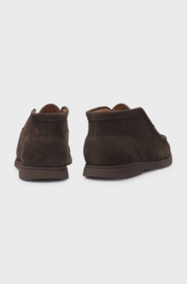 Suede desert boots with stitching details, Dark Brown