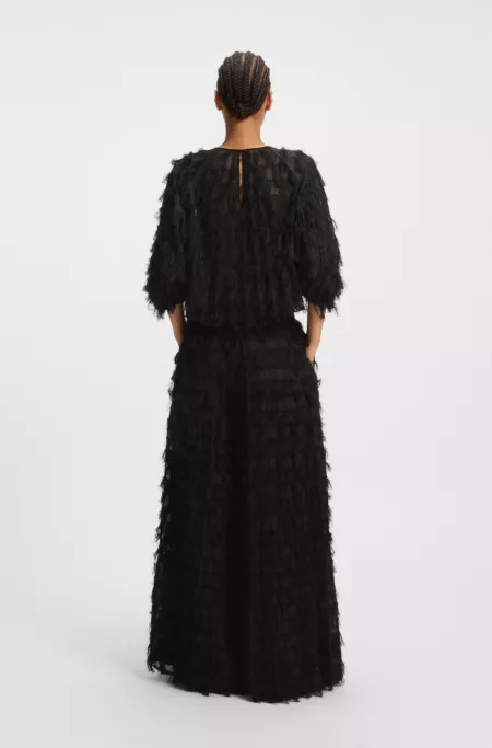 Wide-leg trousers in feathery jacquard