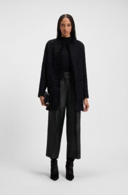 Regular-fit trousers with cropped, wide leg, Black