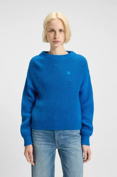 Pull Relaxed en maille avec badge Happy HUGO