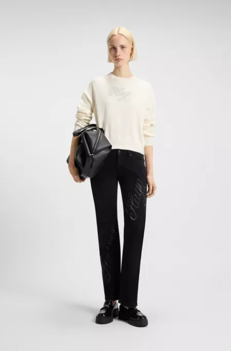 Pull Relaxed en maille avec logo en fil métallisé