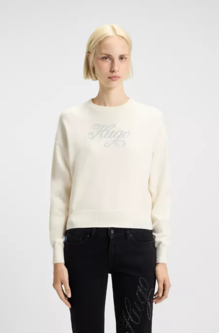 Pull Relaxed en maille avec logo en fil métallisé