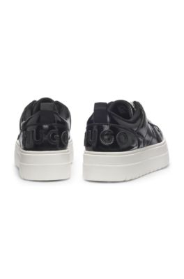 Platform trainers in patent faux leather, Black