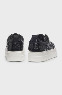 Platform trainers in patent faux leather, Black