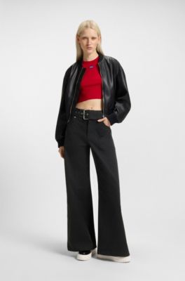 Platform trainers in patent faux leather, Black