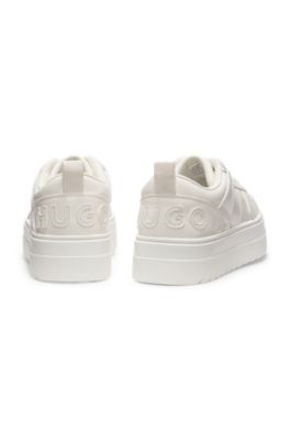Platform trainers in patent faux leather, White