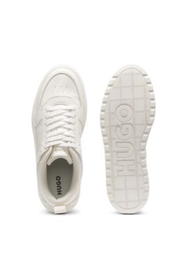 Platform trainers in patent faux leather, White