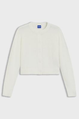 Relaxed-fit cardigan in furry yarn, White