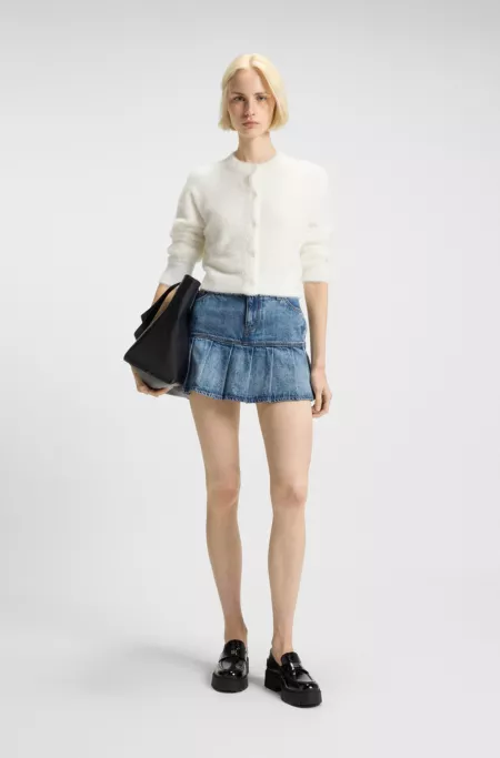 Relaxed-fit cardigan in furry yarn