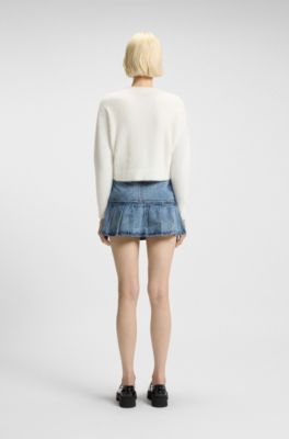 Relaxed-fit cardigan in furry yarn, White