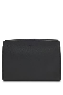 Italian-leather portfolio with embossed logo, Black