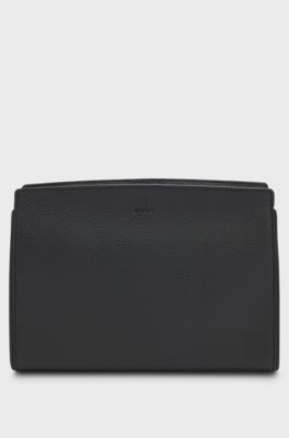 Italian-leather portfolio with embossed logo, Black