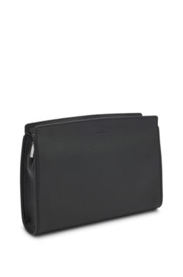 Italian-leather portfolio with embossed logo, Black