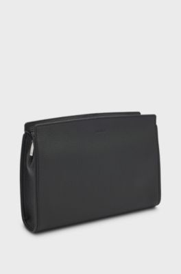 Italian-leather portfolio with embossed logo, Black