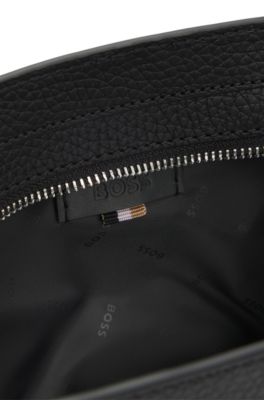 Italian-leather portfolio with embossed logo, Black