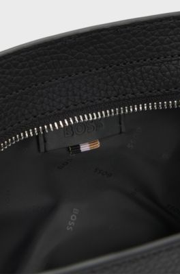 Italian-leather portfolio with embossed logo, Black