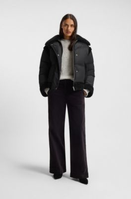 Water-repellent jacket with teddy trims, Black