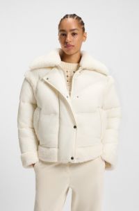 Waterafstotende jas met teddy details, Wit