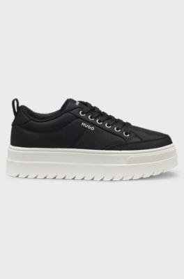 Low-top trainers with platform sole, Black