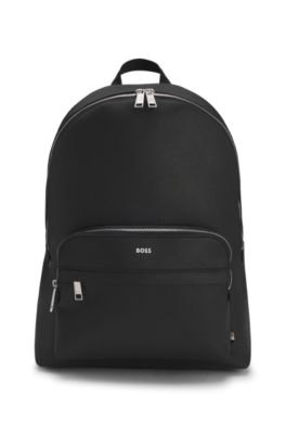 Structured backpack with logo trim, Black
