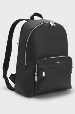 Structured backpack with logo trim, Black