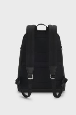 Structured backpack with logo trim, Black