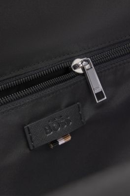 Structured backpack with logo trim, Black