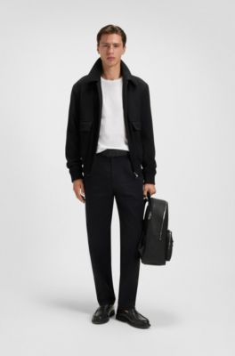 Structured backpack with logo trim, Black