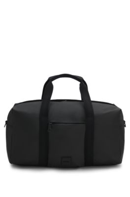 Coated-fabric holdall with logo patch, Black