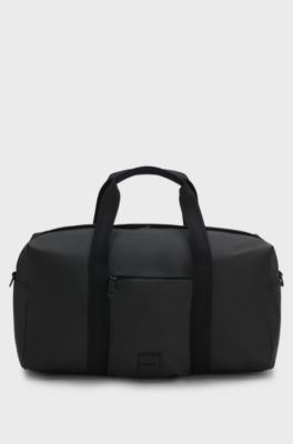 Coated-fabric holdall with logo patch, Black