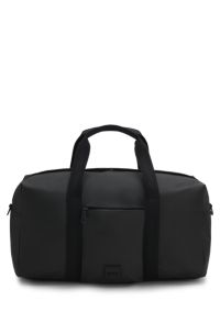Sac de voyage en tissu enduit avec patch logoté, Noir