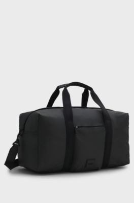 Coated-fabric holdall with logo patch, Black